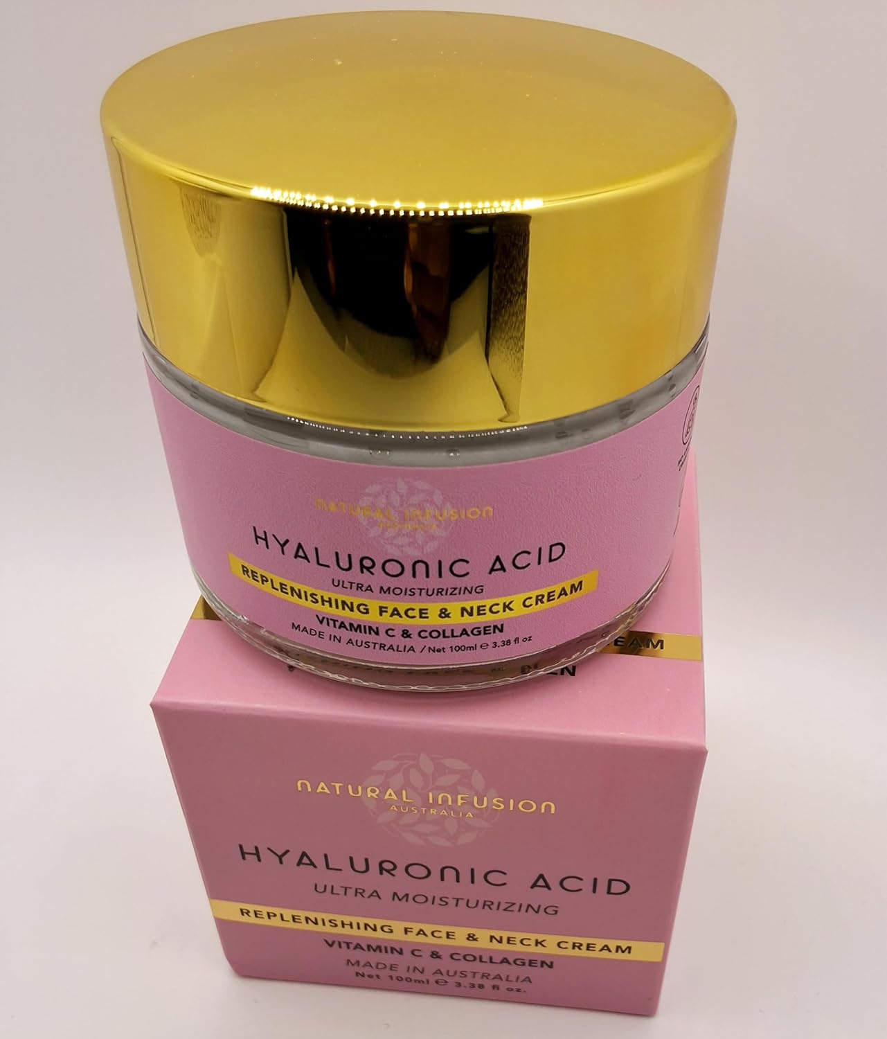Natural Infusion Hyaluronic Acid ultra Moisturizing Replenishing Face & Neck Cream with Vitamin C & Collagen 3.38 fl.oz.