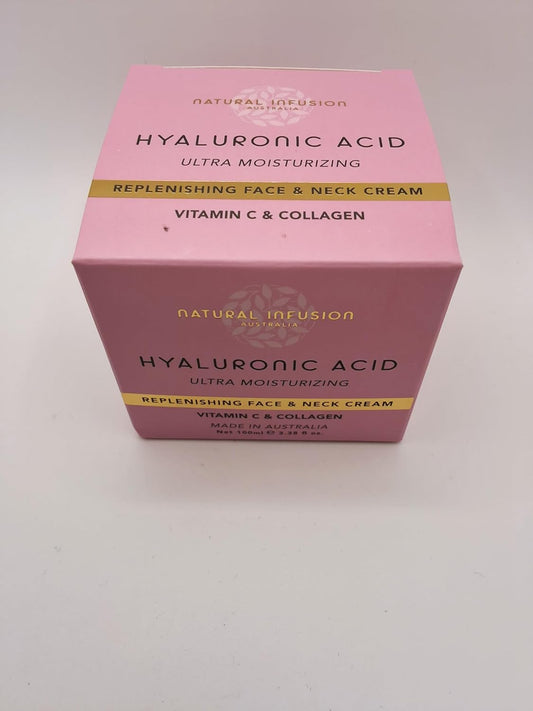 Natural Infusion Hyaluronic Acid ultra Moisturizing Replenishing Face & Neck Cream with Vitamin C & Collagen 3.38 fl.oz.